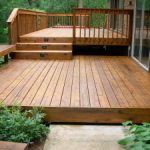A stained wood deck