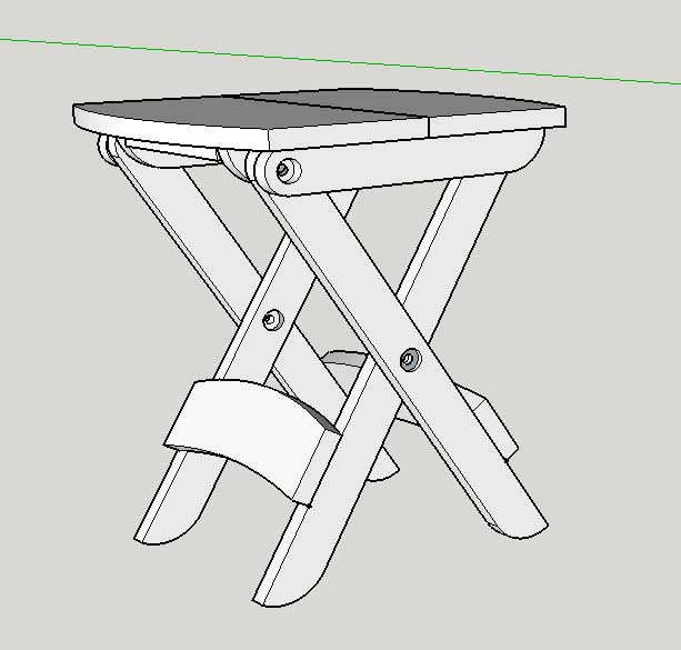 'Folding Stool' SketchUp Model Popular Woodworking Magazine