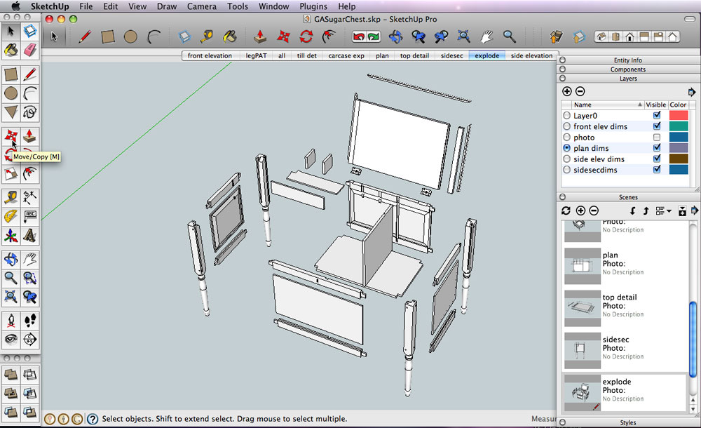  view in SketchUp is similar to taking apart a real piece of furniture