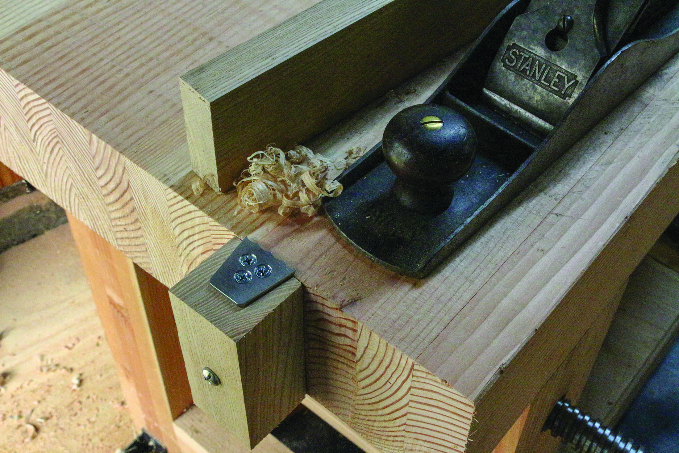 Traditionally, installing a planing stop on your bench involves a big square mortise and a recess for the stop to lay flush with the top when it’s not in use. I didn’t want to modify my bench that much, which is why the BT&C planing stop caught my eye.