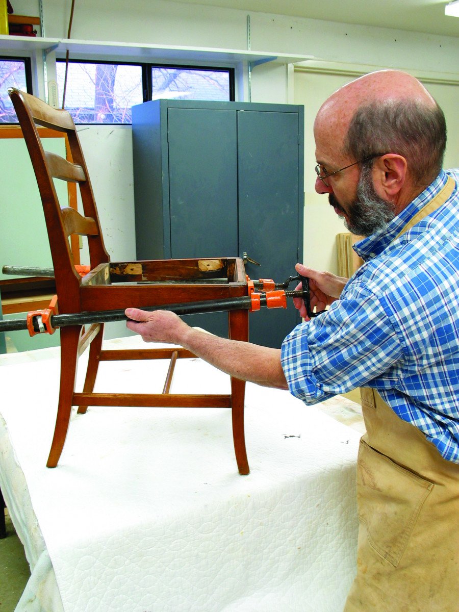 Bob Flexner walks you through all the steps in repairing an antique factory-made chair that is glued with animal hide glue.