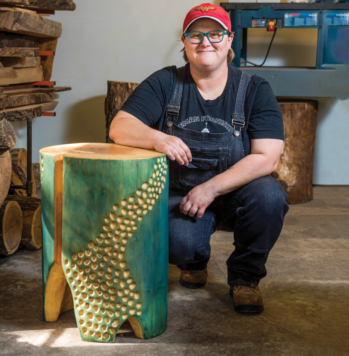 Power-Carved Side Table