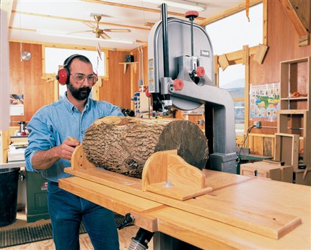 Resawing on the bandsaw allows you to cut logs into lumber, make thin boards from thick and cut your own veneer. Here's how.