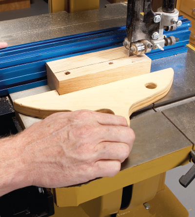 Use a bandsaw, not a tablesaw. It’s not good shop practice to rip a board less than 12 in. long on the tablesaw because it may kick back at you.
