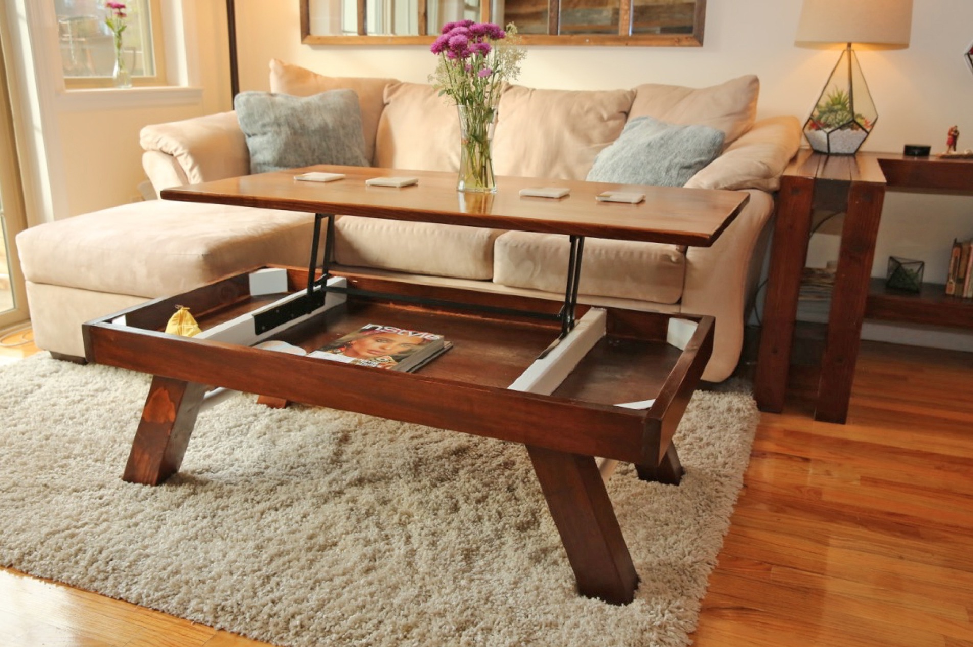 Rising Coffee Table Built in a 500 sq ft NYC Apartment