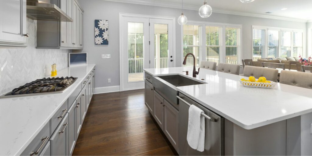 White Wooden Cabinets in the Kitchen