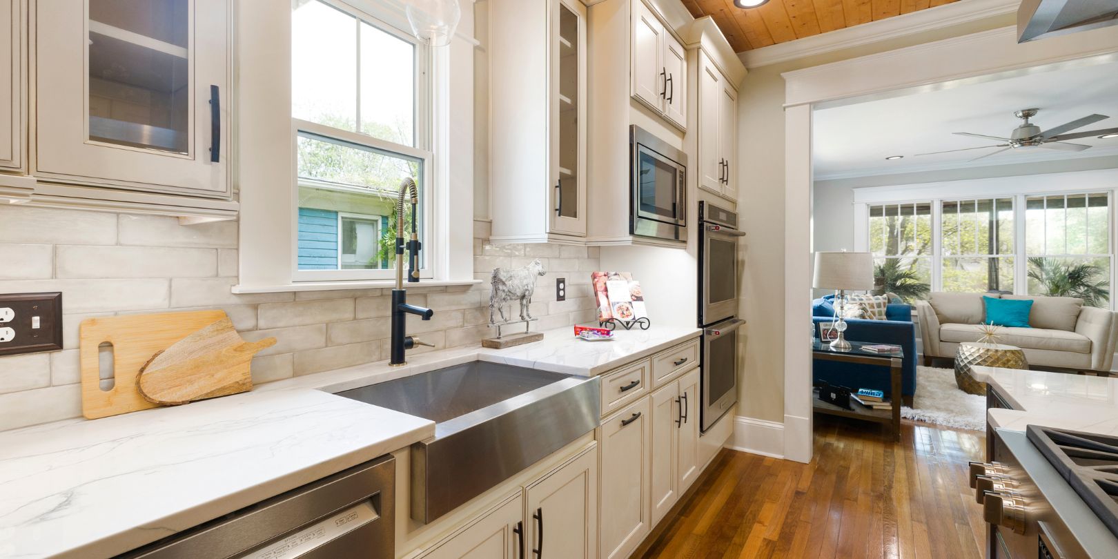 A White Kitchen Cabinets Inside the House