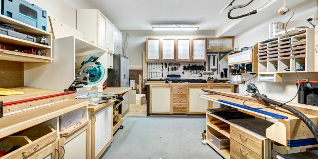 Workshop in garage in residential house