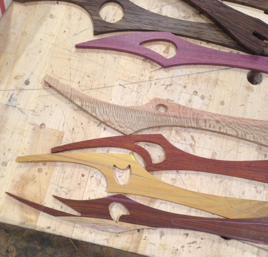 Some unfinished tongues on the sanding bench.