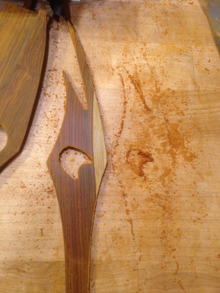 Sanding a cocobolo tongue