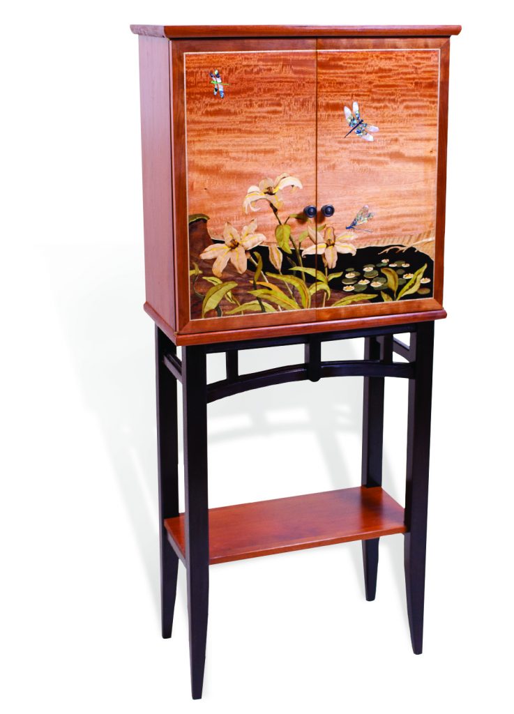 dragonfly and lily cabinet
