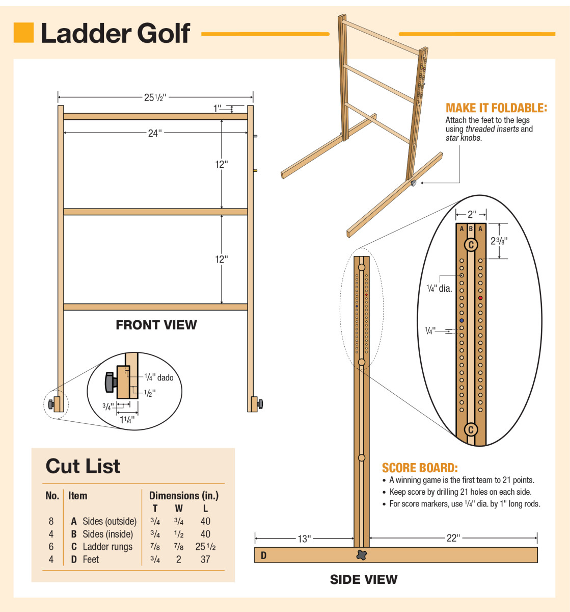 Yard Games Ladder Golf Popular Woodworking