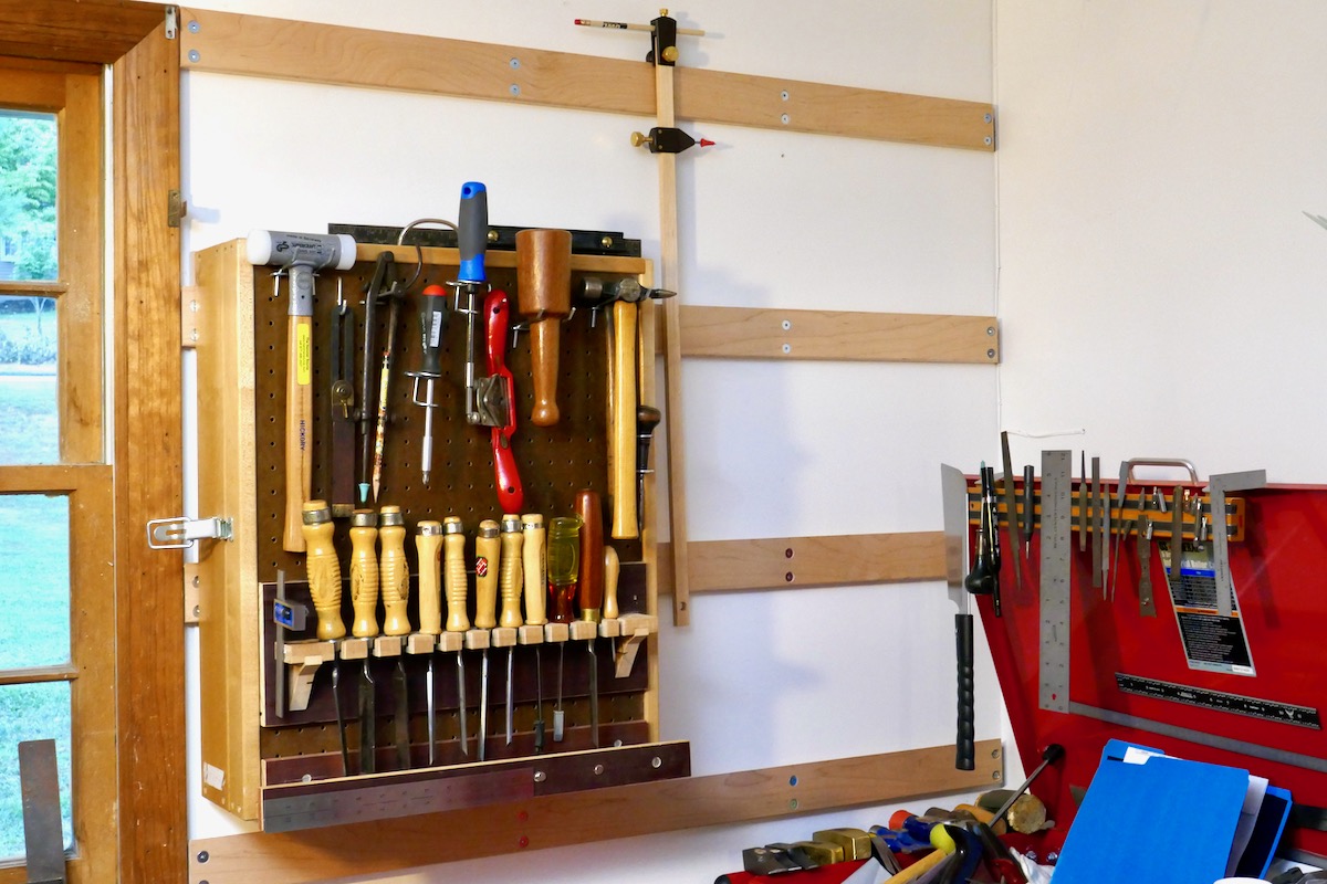 Black Lazy Guy DIY Maker Woodworking Tool Storage Organizer Set - Orange Metal Pegboard with Accessories | Wall Control Pegboard Organizers