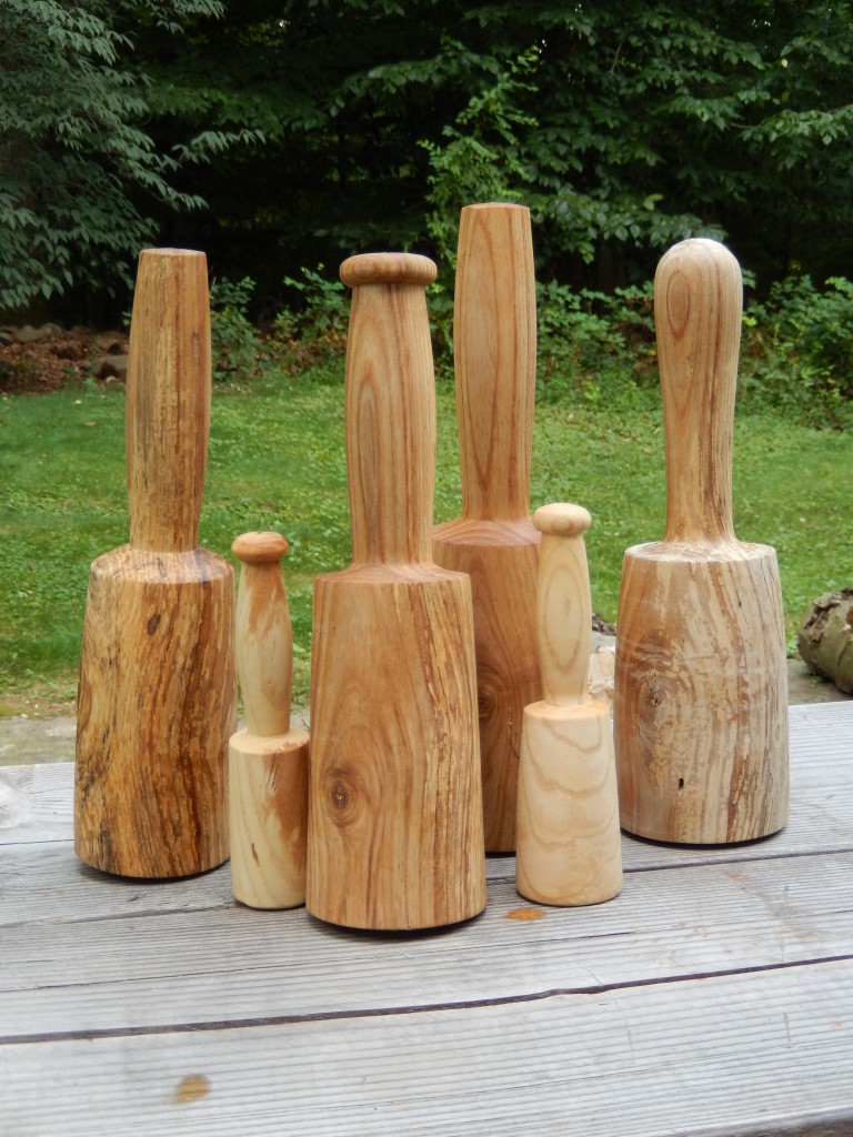 Four different mallet designs and two baby mallets