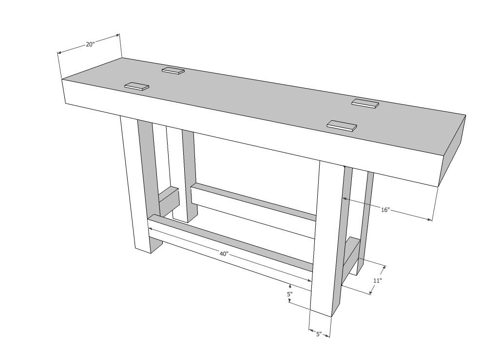 standard workbench size
