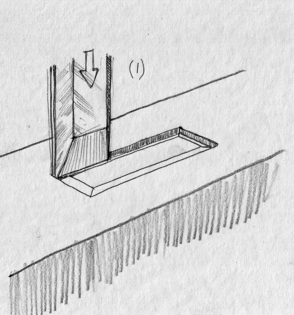 To make the beveled frame inside the mortise's parameter stab vertically (chisel bevel facing inward) on the borders of the rectangular layout.  