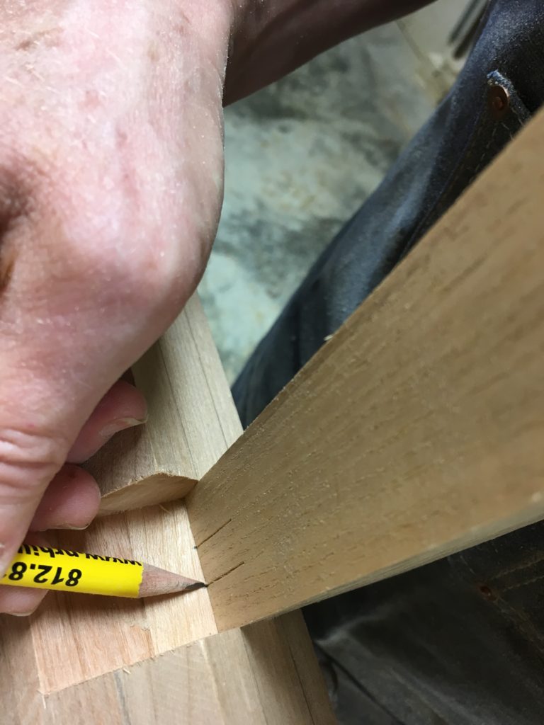 A notched, tenoned joint for stretchers of tables and chairs