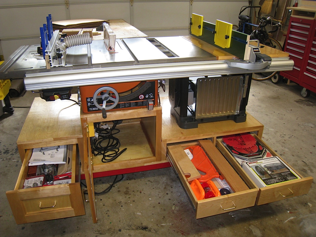 Self containted tablesaw, router and planer workstation ...