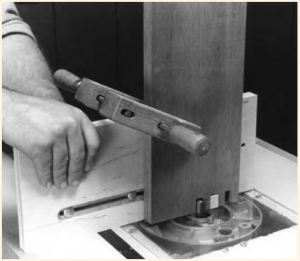 The finger joint router jig in use