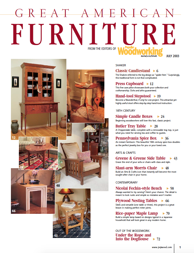 Great American Furniture table of contents