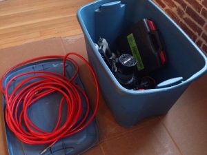 Dan's blue bin of tools