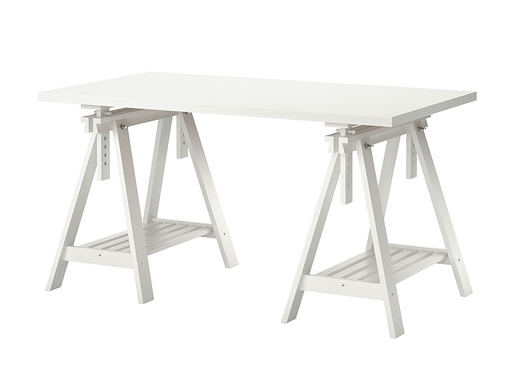 Some aspects of this IKEA trestle-based table make it a good candidate for design adaptation for woodworkers.