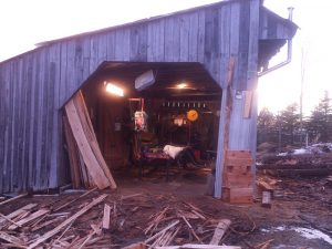 The sawmill machine is housed within this lovely sawmill barn