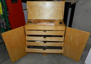 Front view of Bill's tool chest with doors opened.