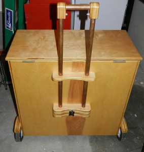 Rear view of Bill's tool chest showing luggage-style handle.
