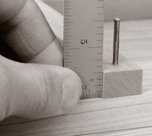 Here’s how to determine the right nail length. Measure the thickness of the board you are fastening and convert that to eighths (e.g. a 1⁄2" board would be four-eighths). Select the nail based on that thickness (e.g. a 4d nail for four-eighths material).